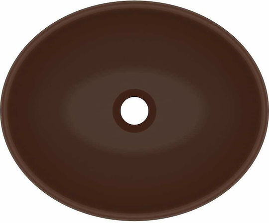vidaXL Επικαθήμενος Νιπτήρας Κεραμικός 40x33x13.5cm Καφέ