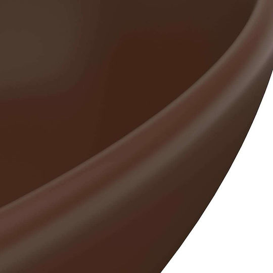 vidaXL Επικαθήμενος Νιπτήρας Κεραμικός 40x33x13.5cm Καφέ