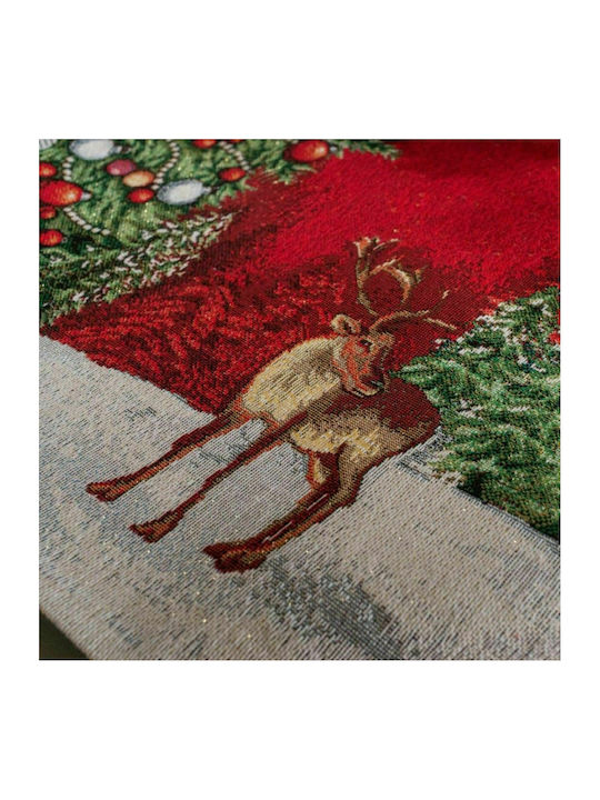 Teoran Rudolph Christmas Tablecloth Fabric Red L180xW140cm.