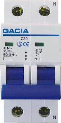 Gacia 2-Poles Automatic Circuit Breaker 20A 2x20A 1P+Ν 3kA 500-42313