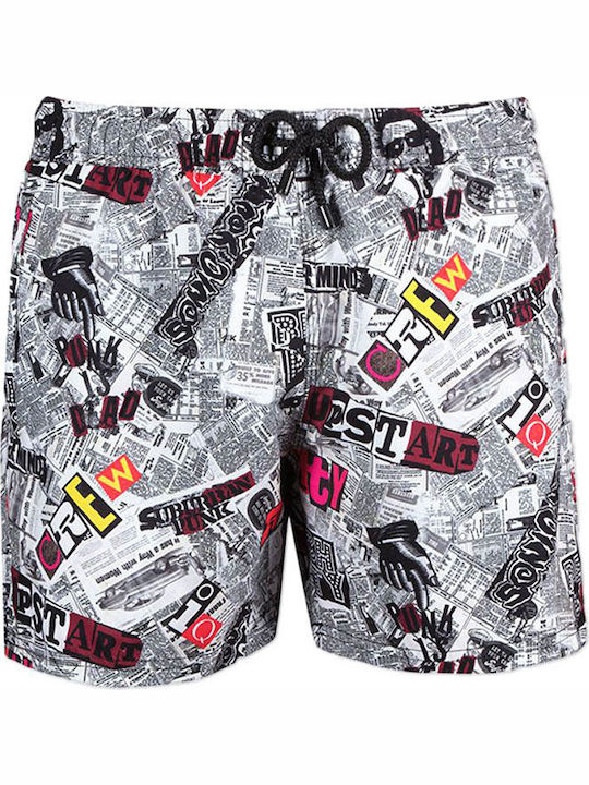 News Costume De Baie Bărbați Pantaloni Scurți Gri Cu Printuri