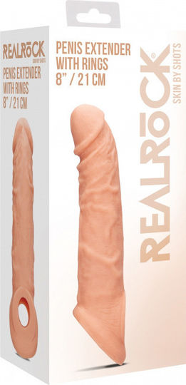 Shots Real Rock Penis Extender with Rings Flesh 21cm