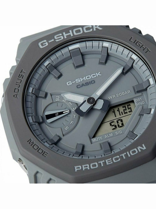 Casio G-shock Αναλογικό/Ψηφιακό Ανδρικό Ρολόι 45.4mm Χρονογράφος Μπαταρίας με Γκρι Καουτσούκ Λουράκι