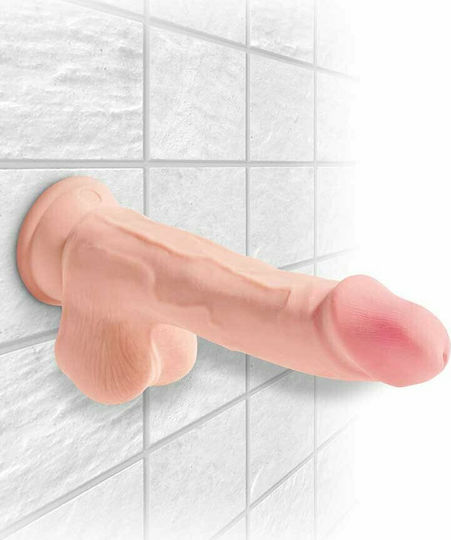 King Cock Triple Density Ρεαλιστικό Dildo με Όρχεις και Βεντούζα Flesh 19cm