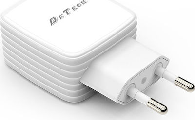 De Tech Ladegerät mit 2 USB-A Anschlüsse und Kabel Blitzschlag Weißs (DE-33)