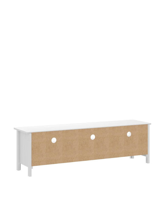 TV Stand Hill Made of Solid Wood White M158xD40xH47cm