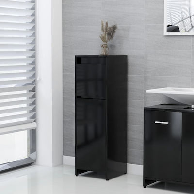 vidaXL Cabinet de coloană pentru baie Etaj M30xL30xH95cm Negru