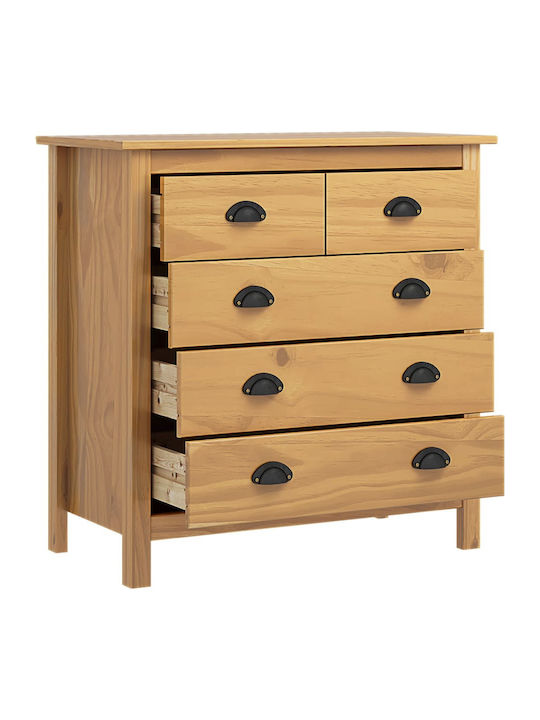 Chest of Drawers of Solid Wood with 5 Drawers 79x40x80cm