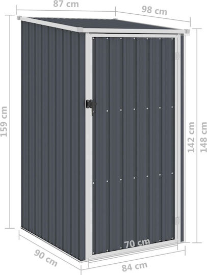 Metallic Garden Warehouse Galvanized Anthracite L0.87xW0.98xH1.59m