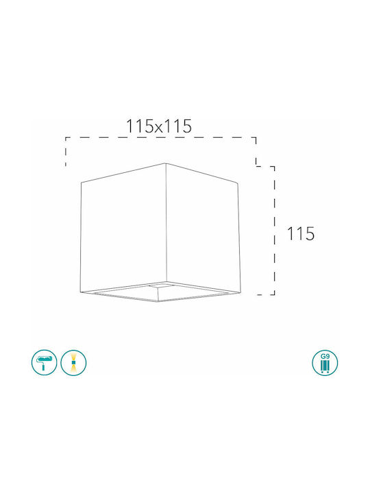 Fan Europe Modern Lamp Wall with Socket G9 White 11.5x11.5x11.5cm