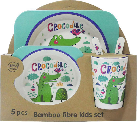 Fiko Σετ Φαγητού Κροκόδειλος από Bamboo Πολύχρωμο 5τμχ
