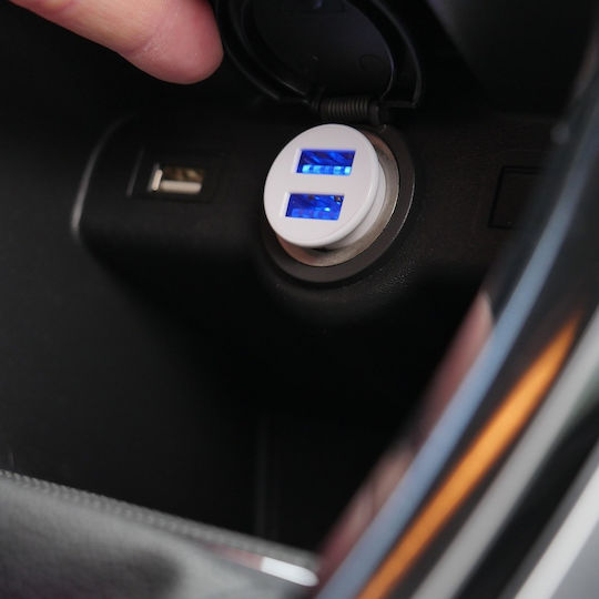 Forcell CC-SJ02 Încărcător Auto 3.1A cu Porturi: 2xUSB Alb Culoare