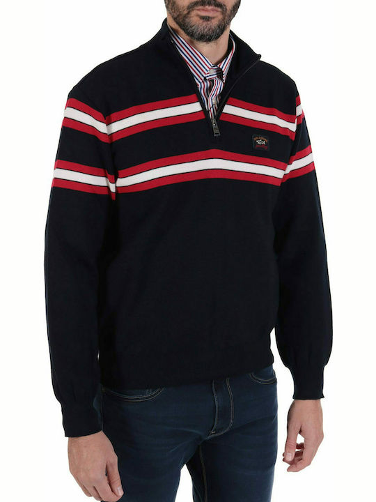 PAUL&SHARK HALFZIP TRICOT CU DUNGI ALBASTRU