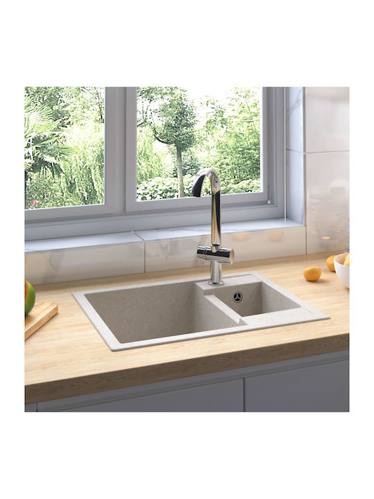 vidaXL Drop-In Sink Left Synthetic Granite W58xD44cm Beige
