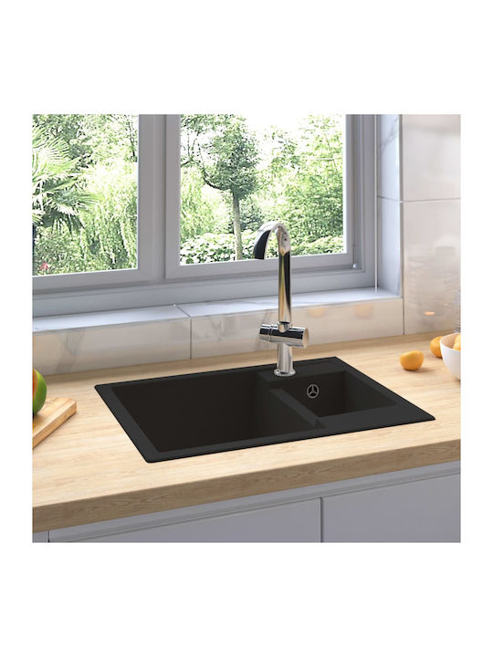 vidaXL Drop-In Chiuvetă Stânga din Granit Sintetic L58xW44cm Negru