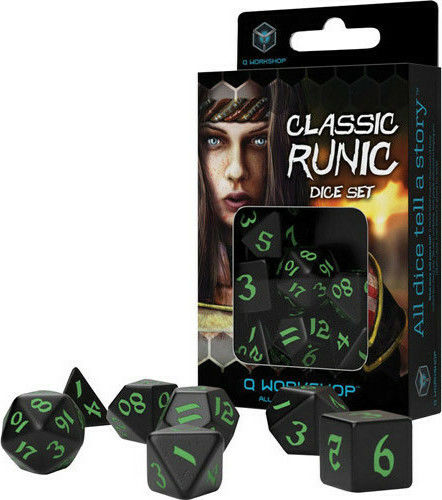 Q Workshop Classic Runic Dice Dice Set Black Green