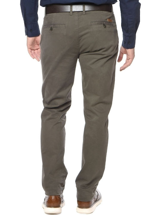 Brokers Jeans Men's Chino Elastic Trousers Slim Fit Khaki