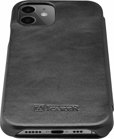 iCarer Curved Edge Genuine Leather Buchen Sie Leder / Synthetisches Leder Schwarz (iPhone 12 Pro Max)