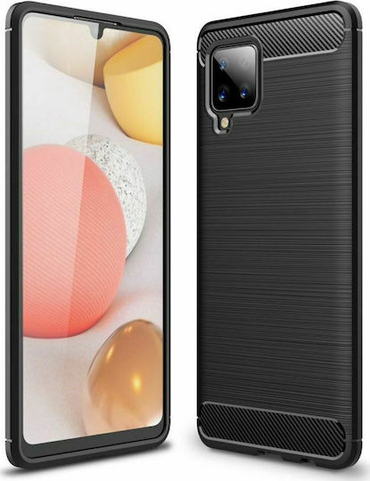 Carbon Umschlag Rückseite Silikon Schwarz (Galaxy A42)