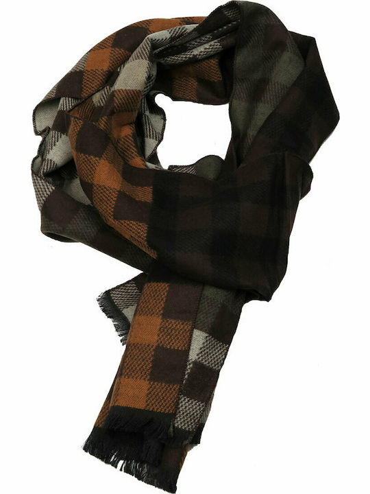 Privato W-2010 1 Unisex Check Scarf Khaki