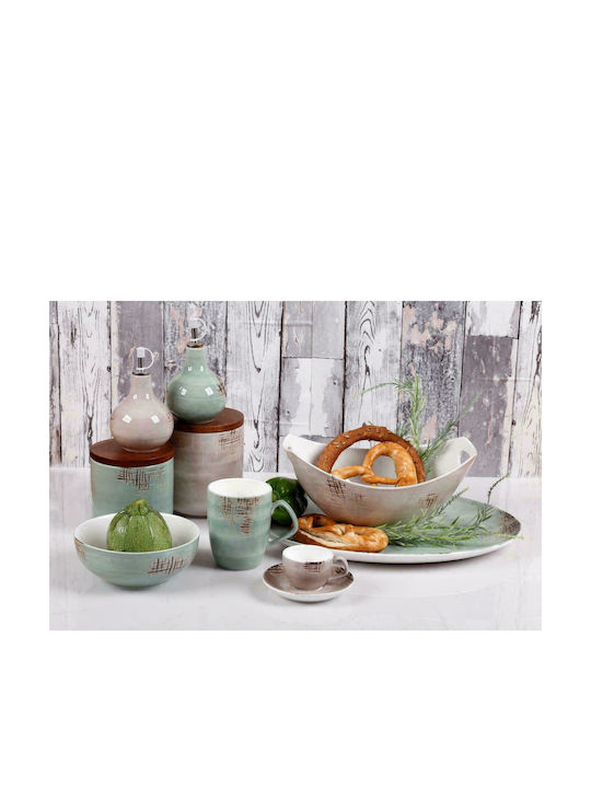 Cryspo Trio Country Serving Platter Oval made of Porcelain Green 38x38cm