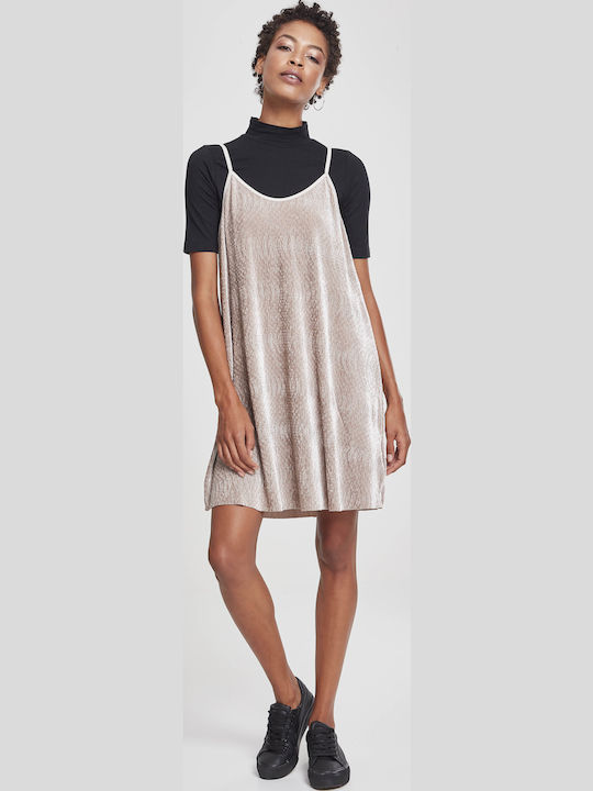 Summer Mini Slip Dress Beige