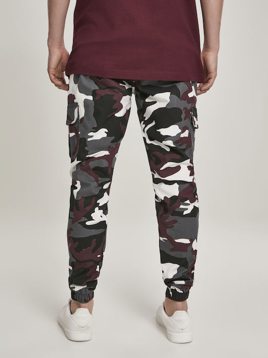 Trousers Cargo Elastic in Regular Fit Camo Wine