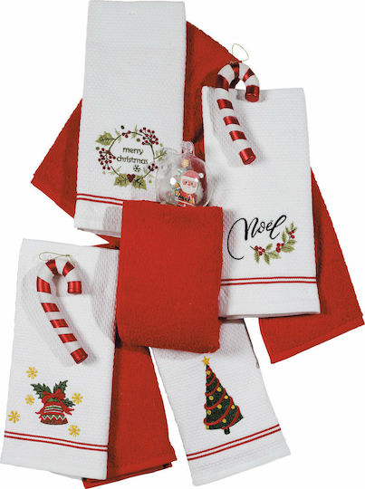 Das Home Christmas Set Weihnachtliche Servietten Stoff Weiß L60xB40cm. 2Stück
