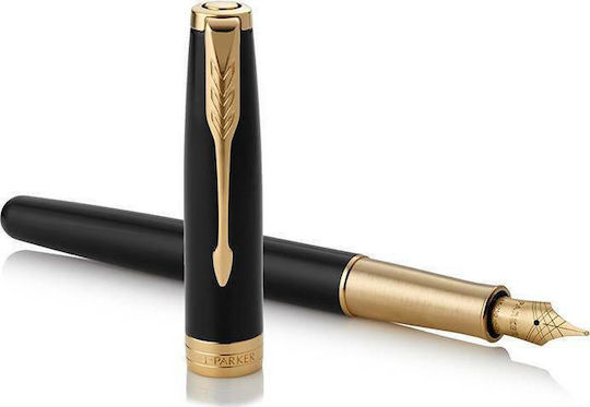 Parker Sonnet Pen Set Ballpoint Medium with Fountain Pen Medium Laque Black (in a paper cassette)