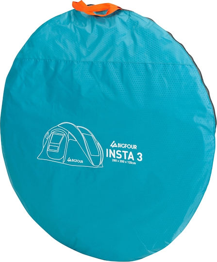 Bigfour Insta Καλοκαιρινή Σκηνή Camping Pop Up Μπλε για 3 Άτομα 280x200x120εκ.