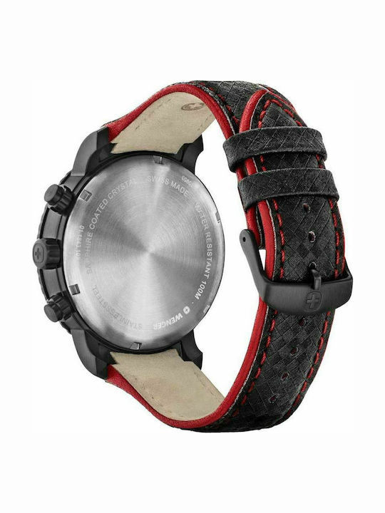 Wenger Roadster Men's Watch 45mm Chronograph Battery with Black Leather Strap