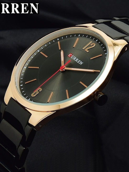 Curren Ανδρικό Ρολόι 45mm Μπαταρίας με Μεταλλικό Μπρασελέ Rose / Gold