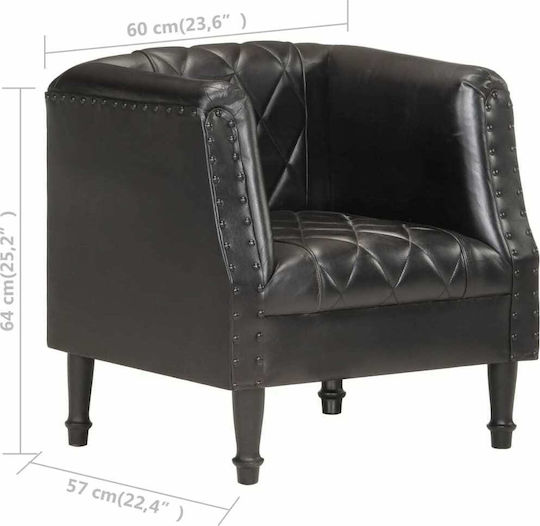 din Piele Naturală Negru 60x57x64cm