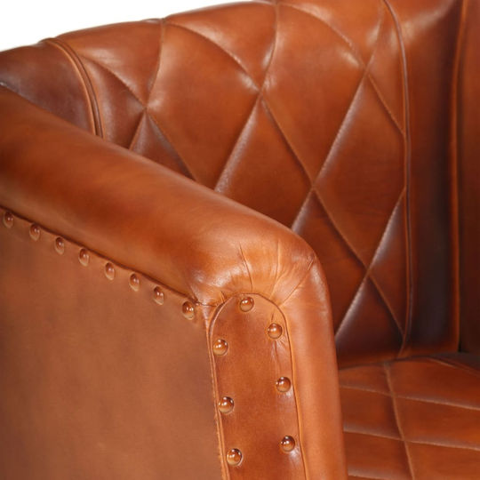 Sessel aus echtem Leder Braun 60x57x64cm