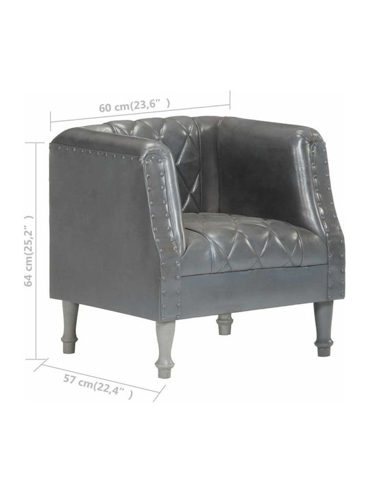 Sessel aus echtem Leder Grey 60x57x64cm