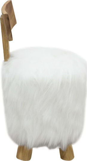 Hocker Bar mit Rückenlehne Leder White 40x40x72cm