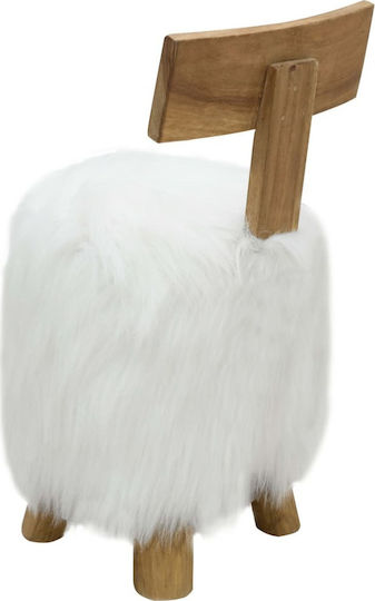 Hocker Bar mit Rückenlehne Leder White 40x40x72cm