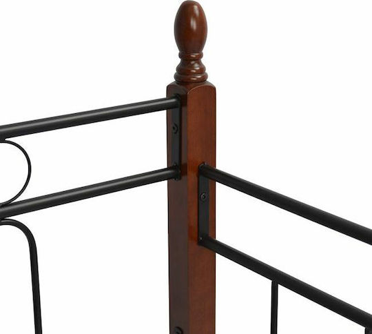 Καναπές Κρεβάτι Μονό Μεταλλικό Μαύρο για Στρώμα 90x190cm