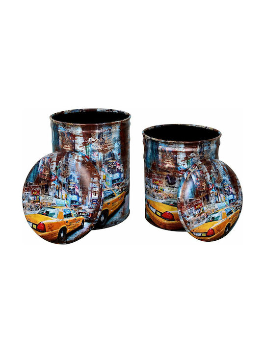Stool For Living Room With Storage Space Upholstered with Leatherette Yellow Car Colorful 2pcs 30x30x40cm