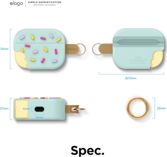 Elago Ice Cream Case Silicone with Hook in Turquoise color for Apple AirPods Pro
