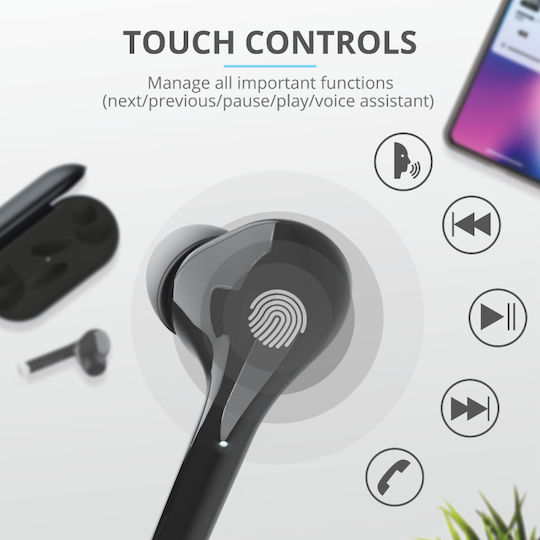 Trust Nika Touch In-ear Bluetooth Handsfree Earphones with Charging Case Black