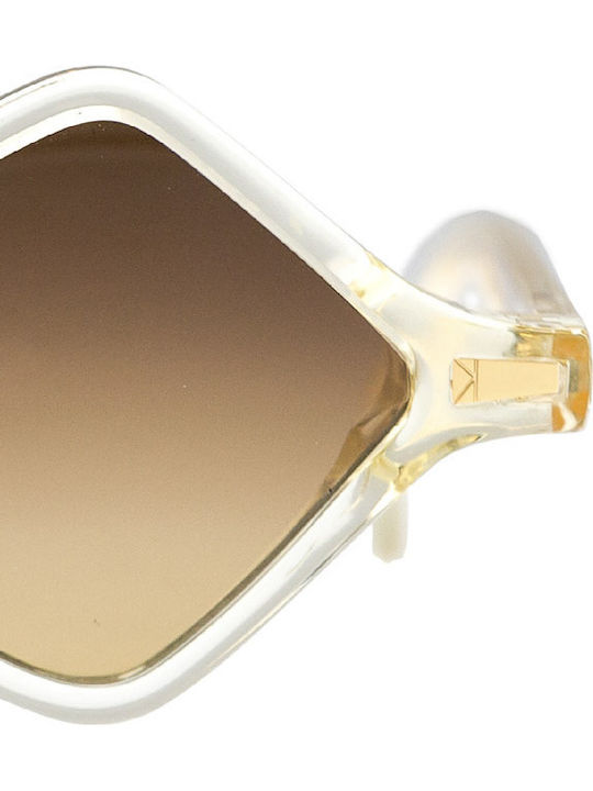 Kyme Sisto Unisex Sunglasses with Transparent Plastic Frame and Brown Gradient Lens