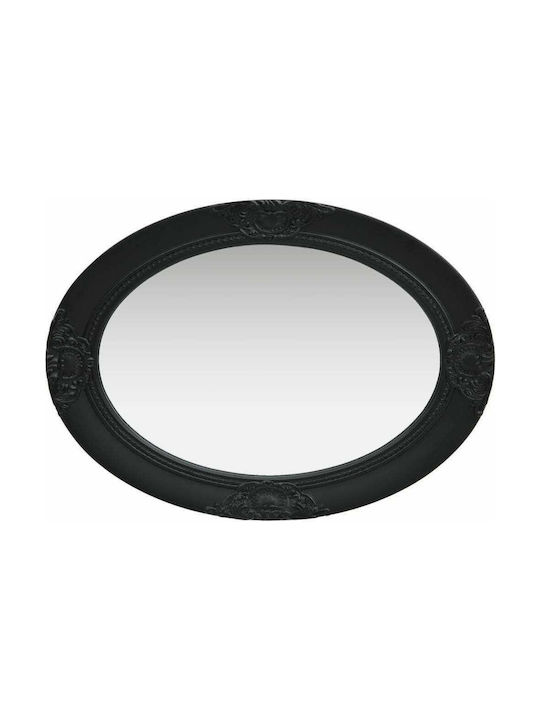 vidaXL Μπαρόκ Στιλ Wall Mirror with Black Wooden Frame Diameter 50cm 1pcs