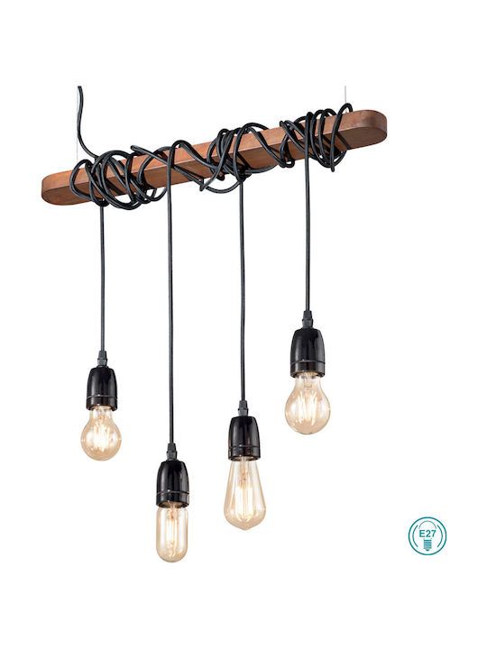 Ideal Lux Pendant Chandelier Rail for 4 Bulbs E27 Brown