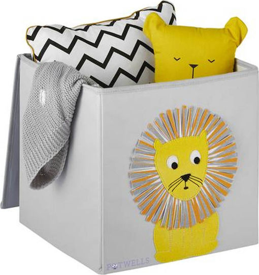 Potwells Детска кутия за съхранение сгъваема Lion Сив 33x32x32см 1бр
