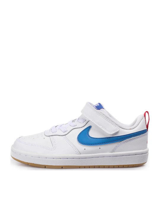 Court Court Borough Low 2 Psv Kids Sports Shoes Basketball with Hoop & Loop Closure White / Pacific Blue