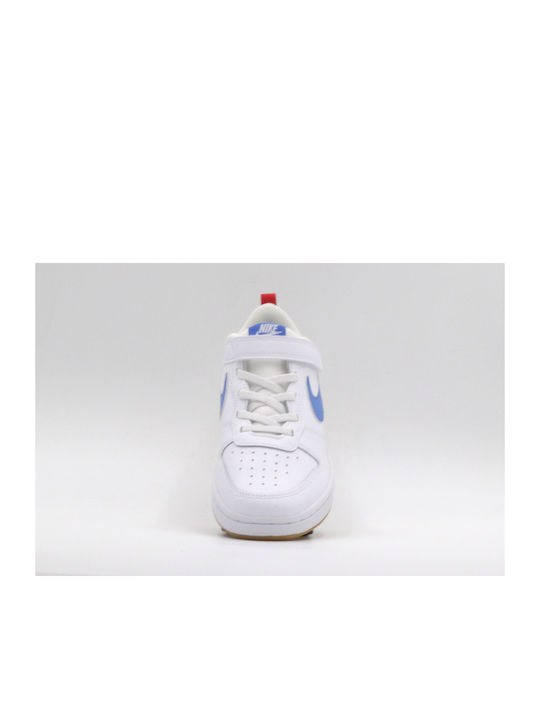Court Court Borough Low 2 Psv Kids Sports Shoes Basketball with Hoop & Loop Closure White / Pacific Blue