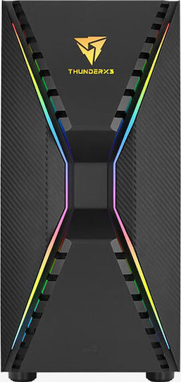 Aerocool Cronus Gaming Midi-Turm Computergehäuse mit Seitenfenster und RGB-Beleuchtung Schwarz
