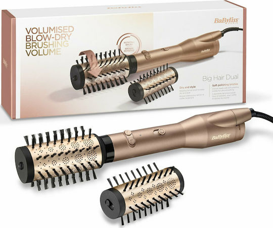 Babyliss Big Hair Dual Ceramic Electric Brush with Air & Rotating Head for Straightening and Curls 650W