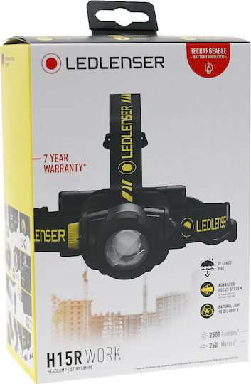 LedLenser Επαναφορτιζόμενος Φακός Κεφαλής LED IP67 με Μέγιστη Φωτεινότητα 2500lm H15R Work